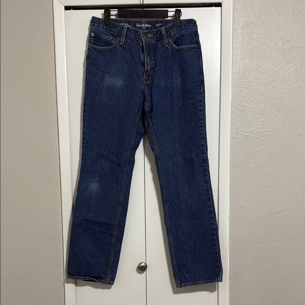 Goodfellow & Co Blue Straight Jeans with Gold Stitching